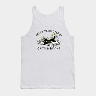 Easily distracted by Cats & Books Tank Top